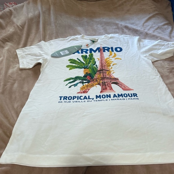 Farm Rio Paris White Graphic T-Shirt XS/S - Picture 1 of 3